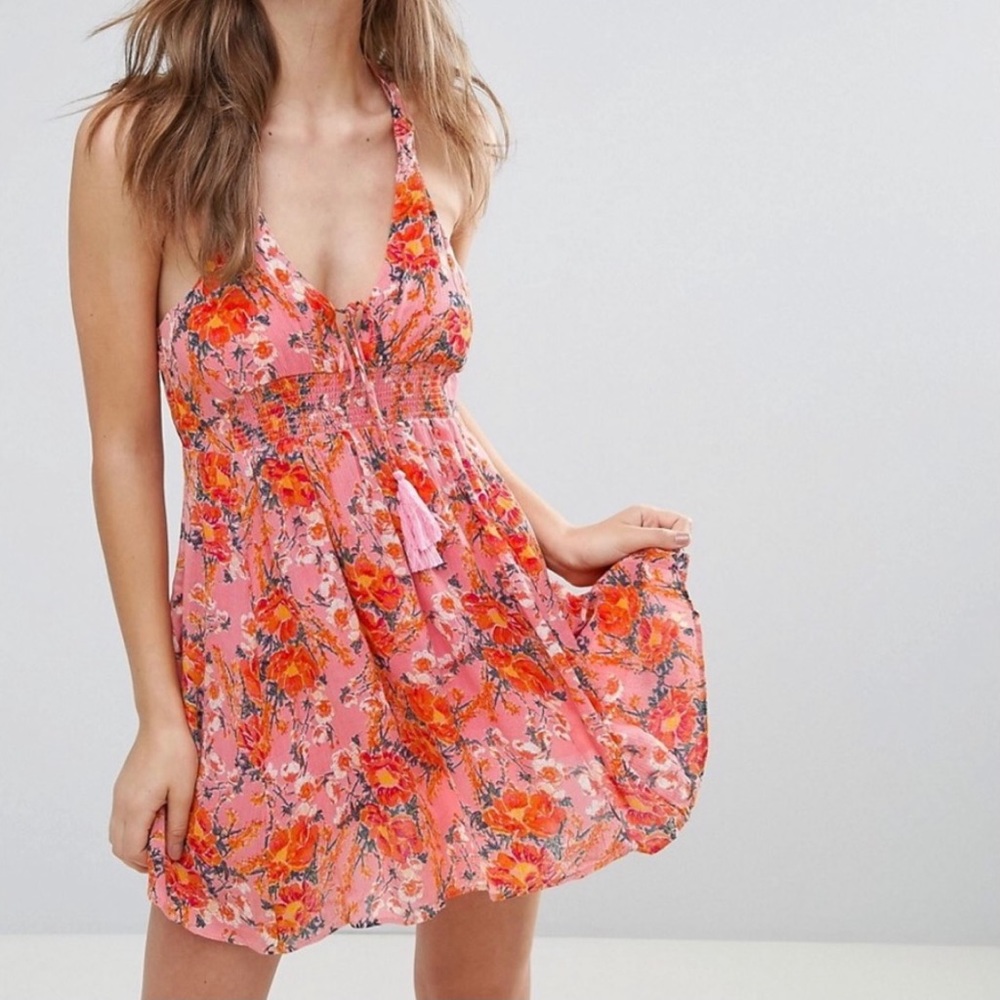 SOLD-Free People Twist Back Boho Floral Dress - Picture 1 of 12